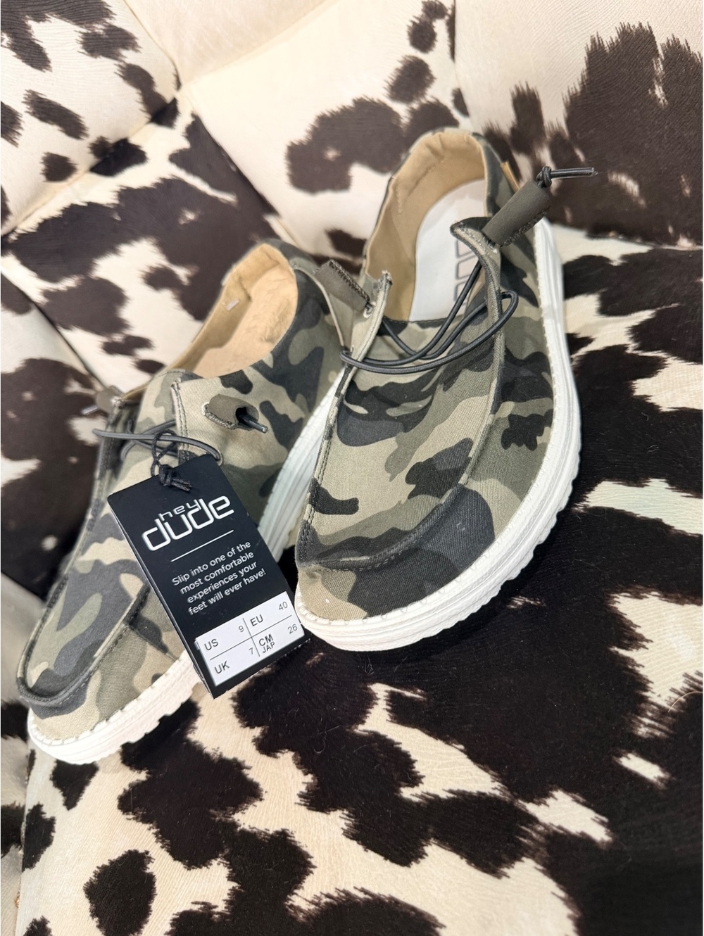 Hey Dude Camouflage Slip-On Shoes Size 9 US